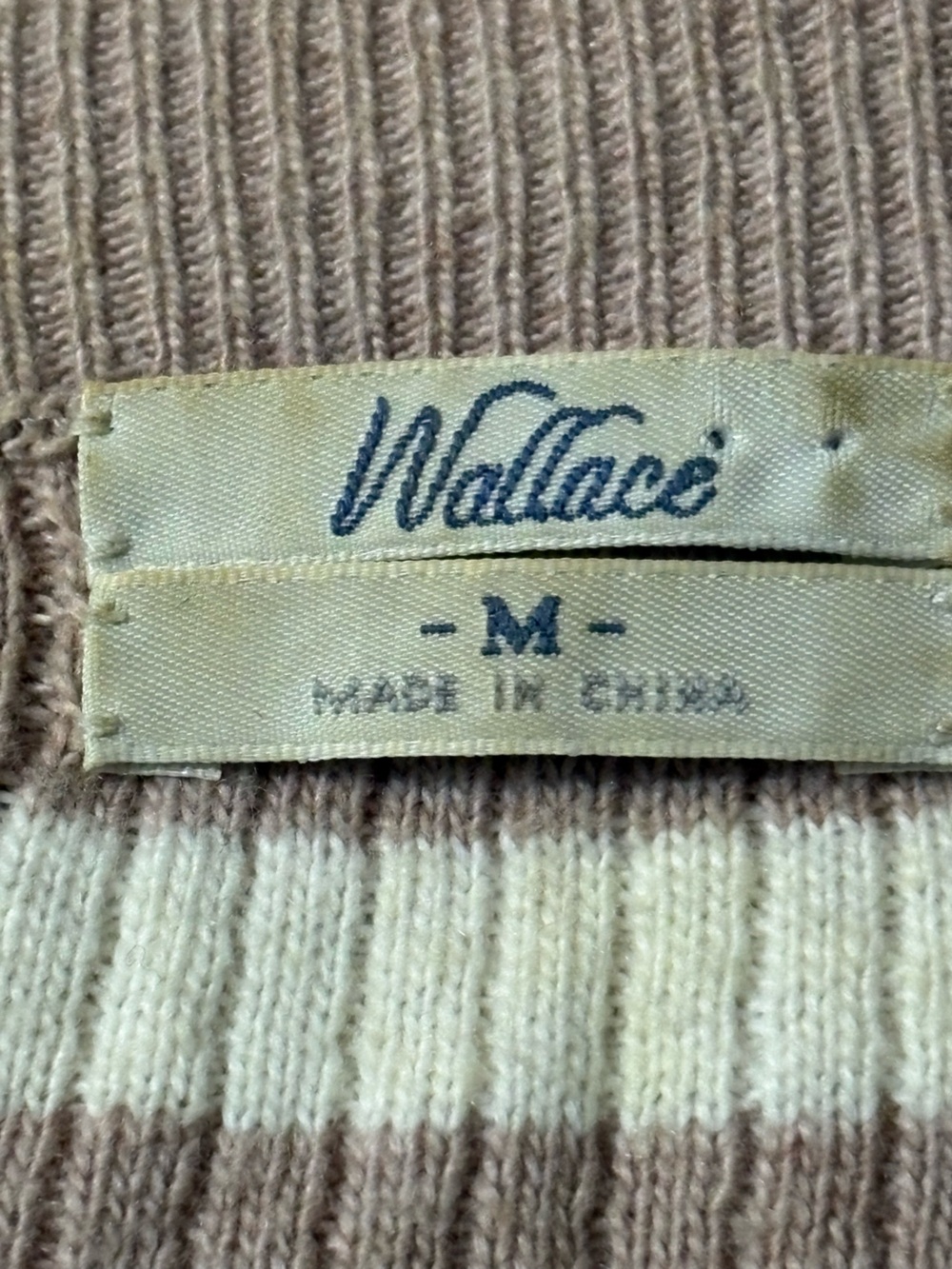 J. Crew Beige and Cream Striped Crewneck Sweater with Green Heart Elbow Patch - Picture 4 of 5